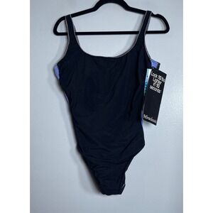 MIRACLESUIT One Piece Swimsuit Size 14 Black NEW Tummy Control Modest Slimming
